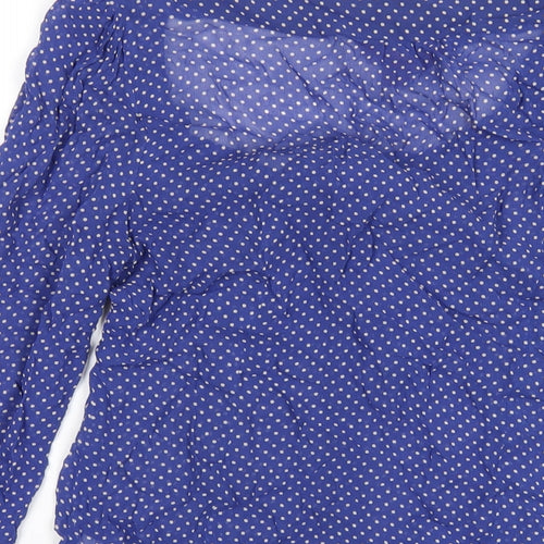 Monsoon Womens Blue Polka Dot Viscose Basic Blouse Size 10 Scoop Neck