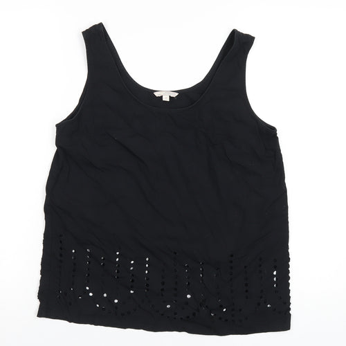 Gap Womens Black Cotton Basic Tank Size S Scoop Neck