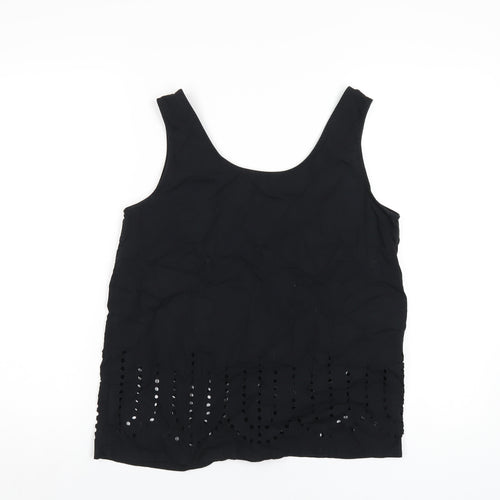 Gap Womens Black Cotton Basic Tank Size S Scoop Neck