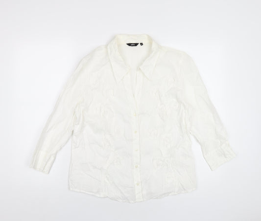 Per Una Womens White Cotton Basic Button-Up Size 18 Collared