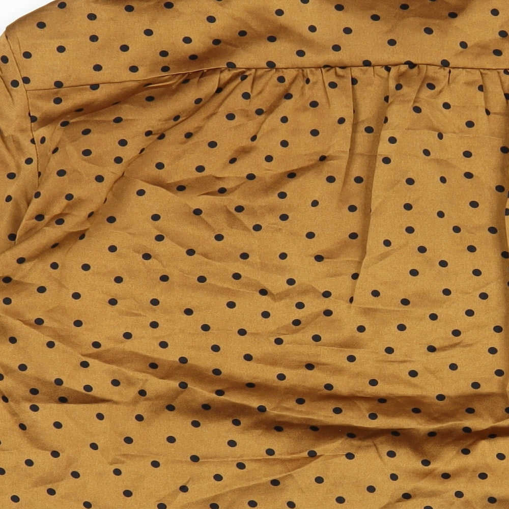 JACHS Womens Brown Polka Dot Polyester Basic Button-Up Size XL Collared