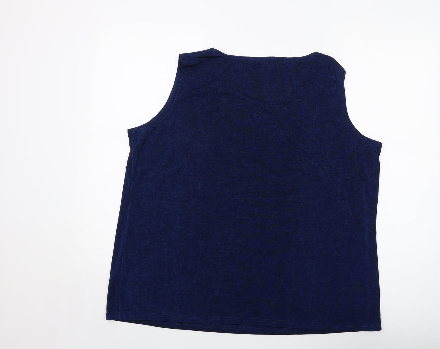 Anthology Womens Blue Polyester Basic Tank Size 24 Round Neck