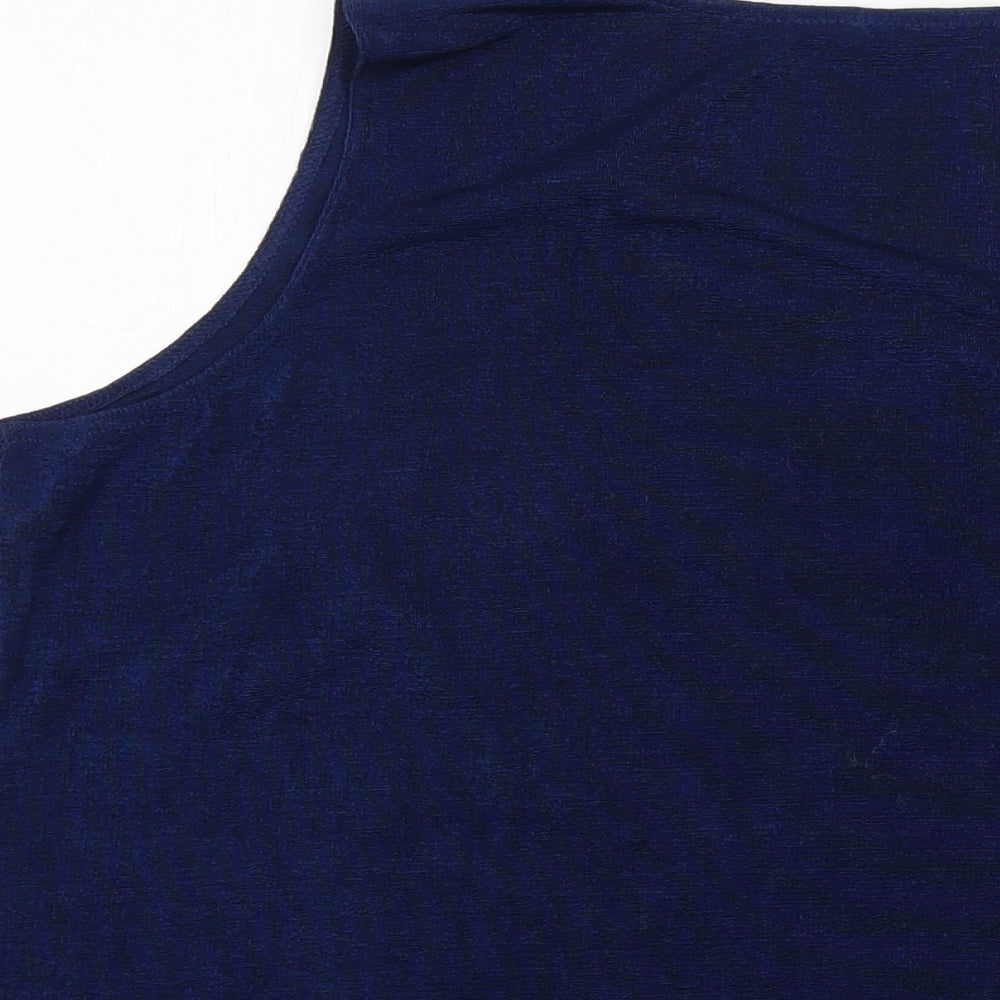 Anthology Womens Blue Polyester Basic Tank Size 24 Round Neck