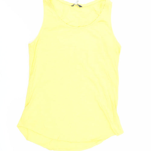 Joules Womens Yellow Cotton Basic Tank Size 10 Boat Neck