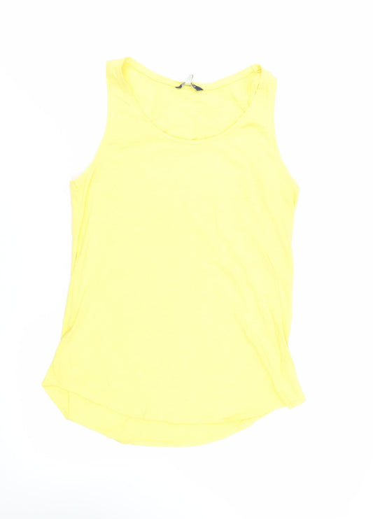 Joules Womens Yellow Cotton Basic Tank Size 10 Boat Neck