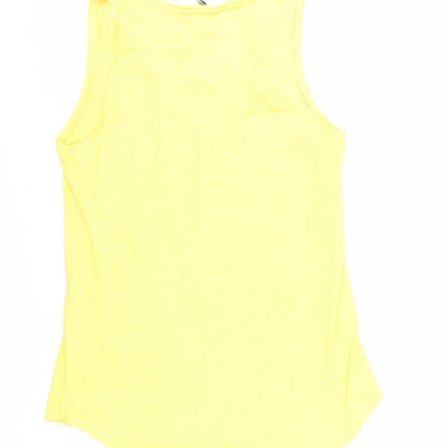 Joules Womens Yellow Cotton Basic Tank Size 10 Boat Neck