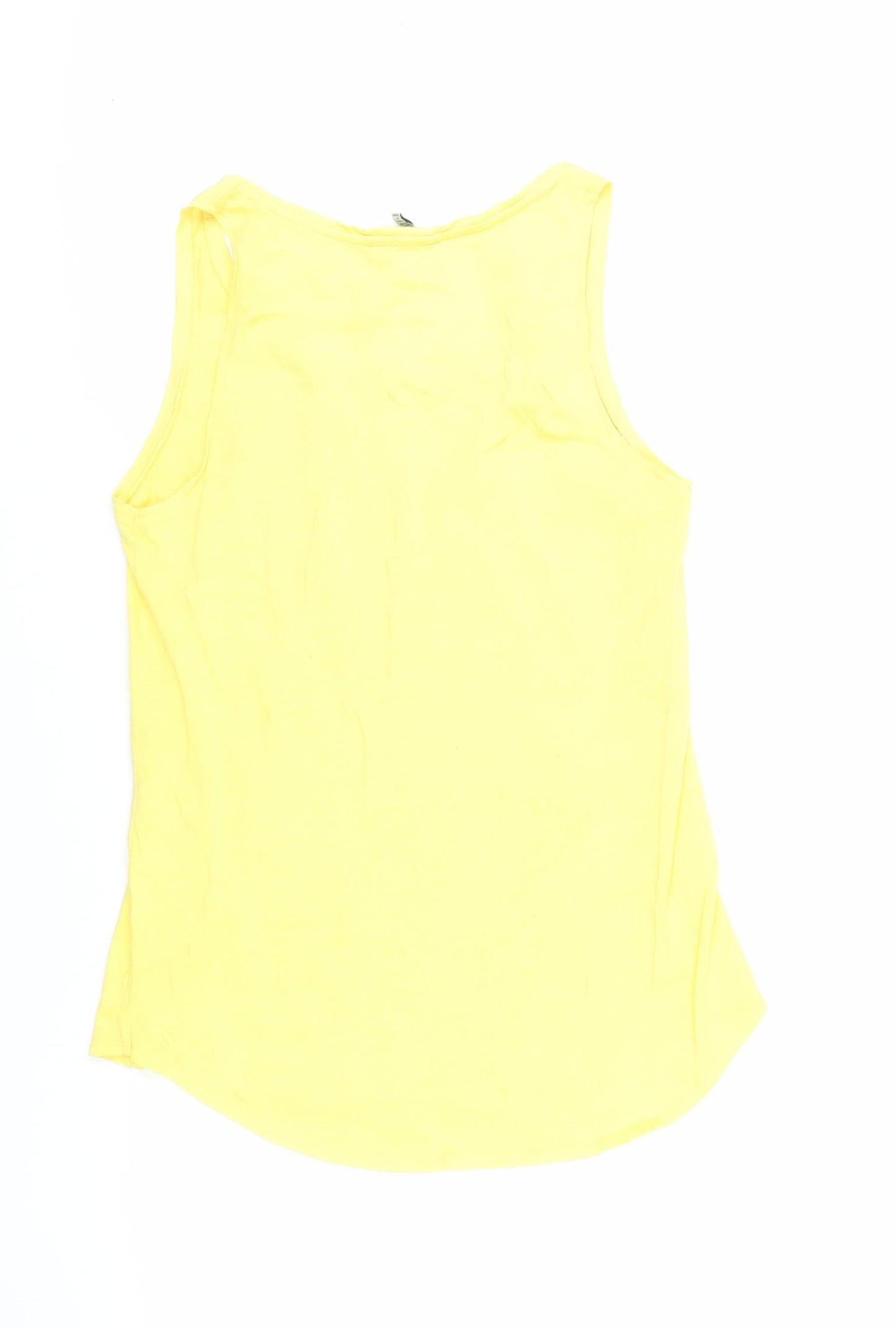 Joules Womens Yellow Cotton Basic Tank Size 10 Boat Neck