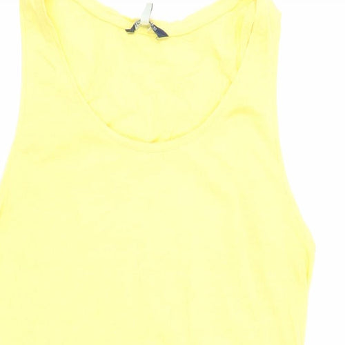 Joules Womens Yellow Cotton Basic Tank Size 10 Boat Neck