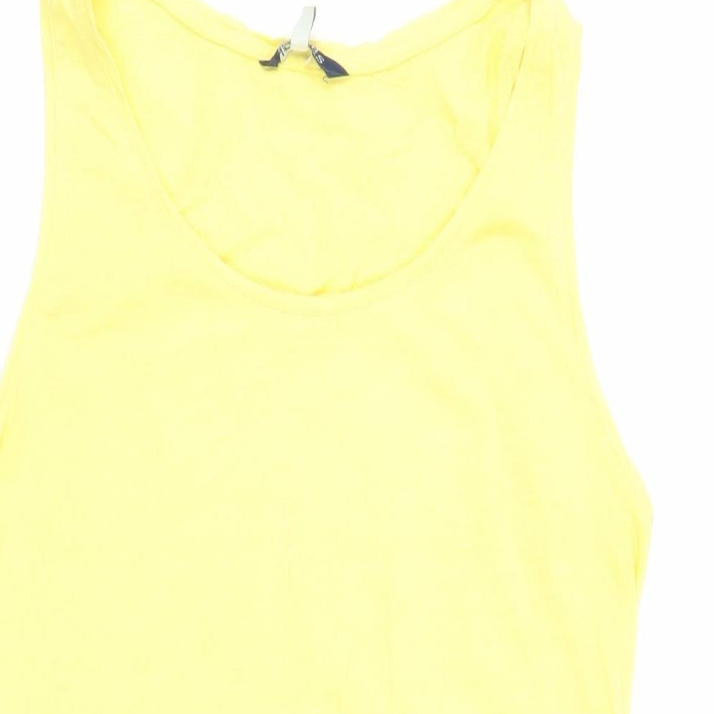 Joules Womens Yellow Cotton Basic Tank Size 10 Boat Neck