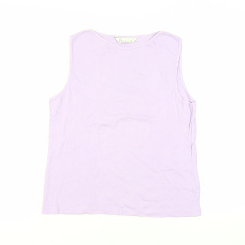 BHS Womens Purple Cotton Basic Tank Size 18 Boat Neck