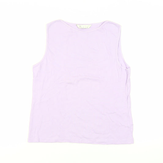 BHS Womens Purple Cotton Basic Tank Size 18 Boat Neck