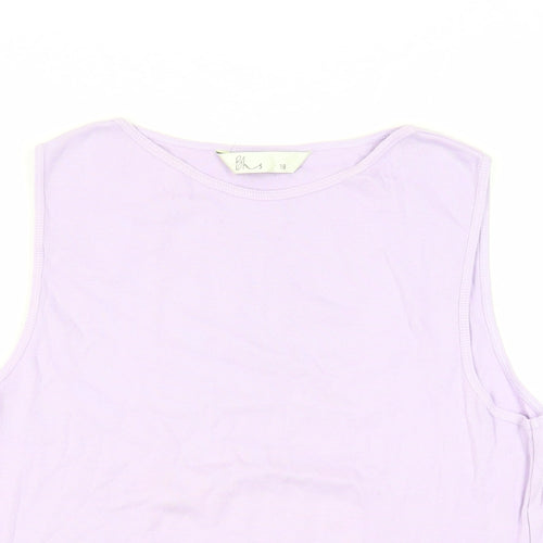 BHS Womens Purple Cotton Basic Tank Size 18 Boat Neck