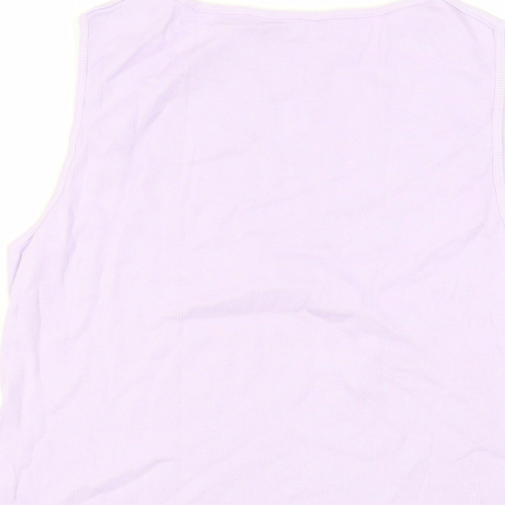 BHS Womens Purple Cotton Basic Tank Size 18 Boat Neck