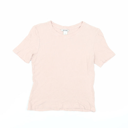 Monki Womens Pink Viscose Basic T-Shirt Size S Crew Neck