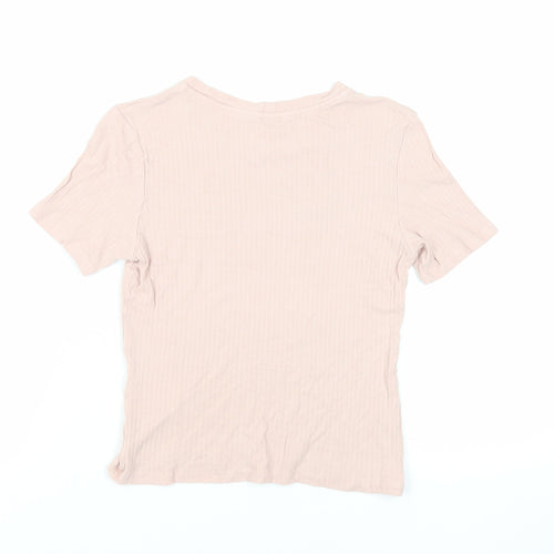 Monki Womens Pink Viscose Basic T-Shirt Size S Crew Neck