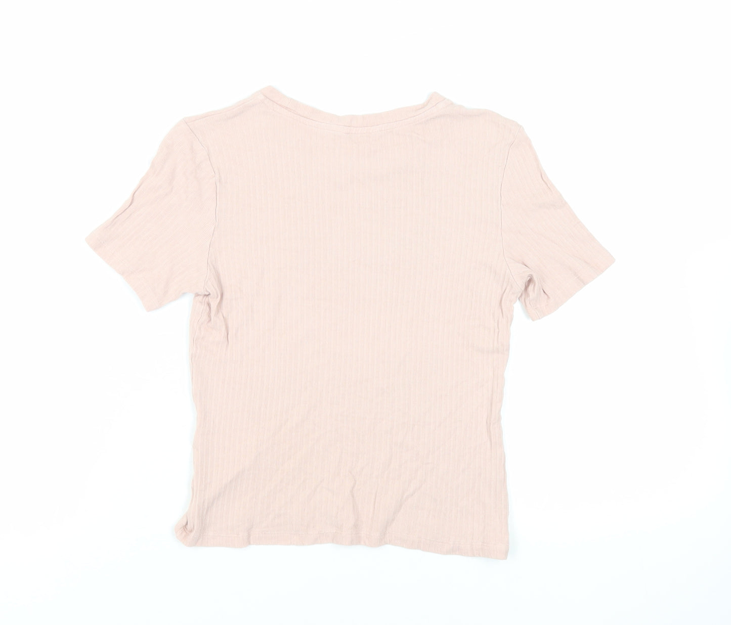 Monki Womens Pink Viscose Basic T-Shirt Size S Crew Neck