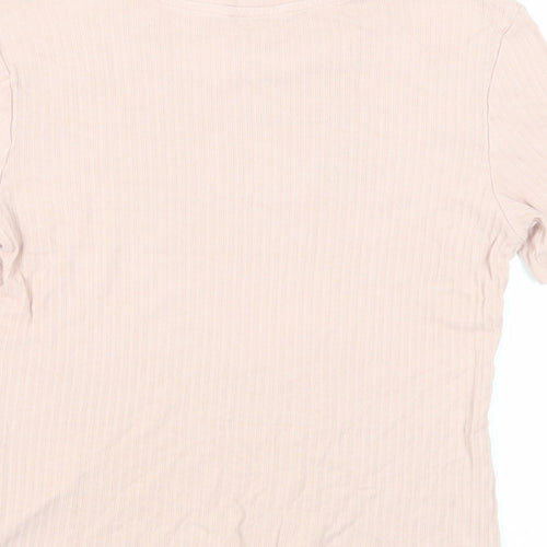 Monki Womens Pink Viscose Basic T-Shirt Size S Crew Neck