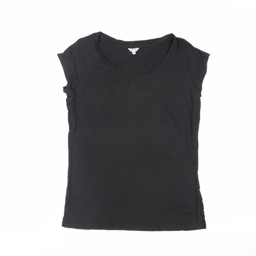 Jigsaw Womens Black Cotton Basic T-Shirt Size S Boat Neck