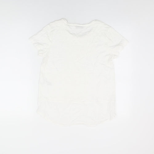 Mint Velvet Womens White Cotton Basic T-Shirt Size 10 Round Neck