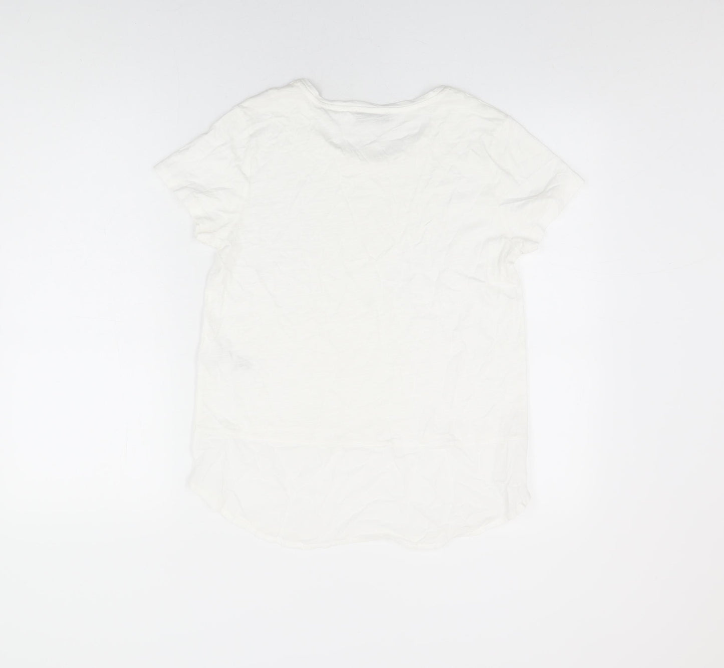 Mint Velvet Womens White Cotton Basic T-Shirt Size 10 Round Neck