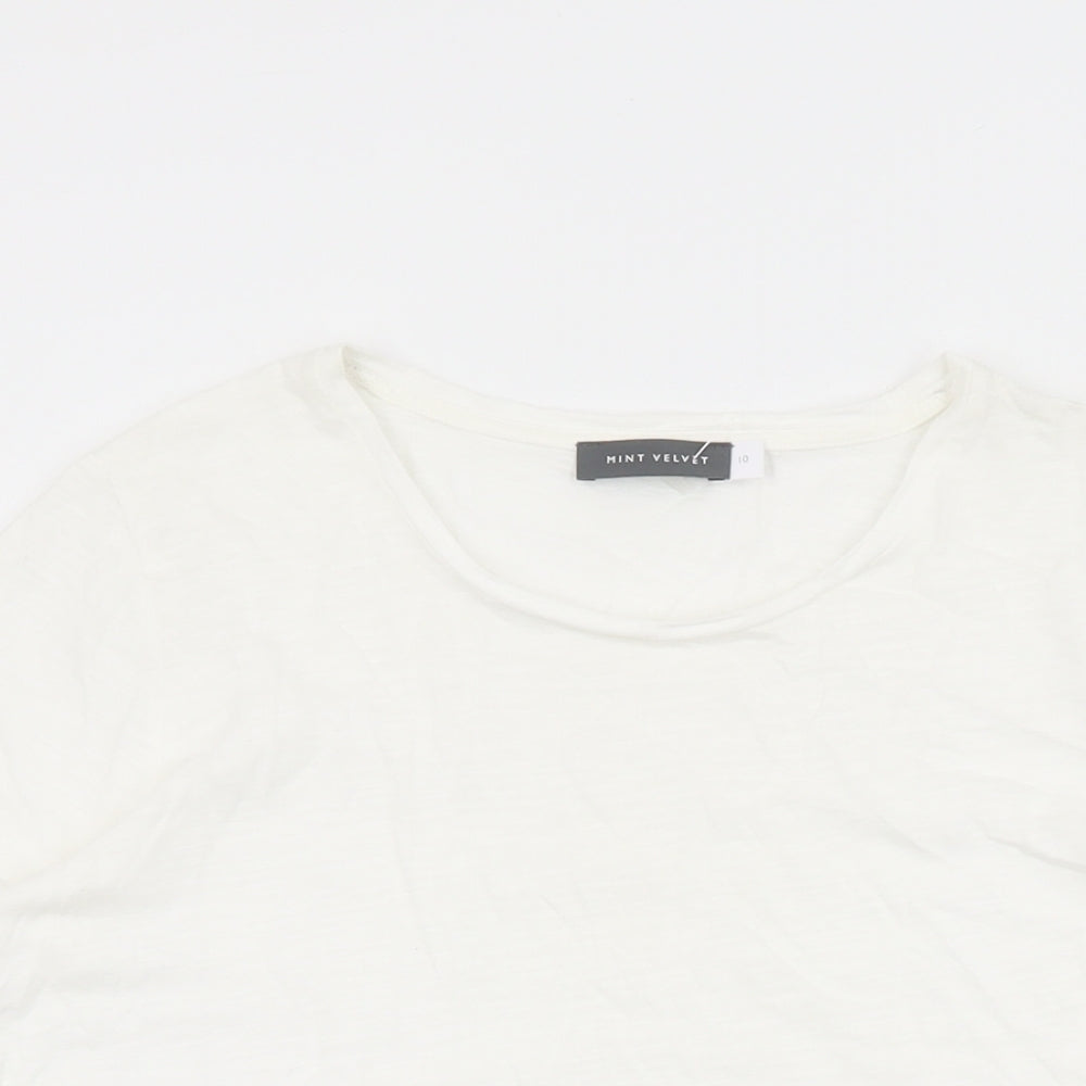 Mint Velvet Womens White Cotton Basic T-Shirt Size 10 Round Neck