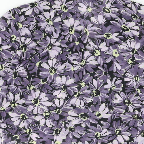 Alexon Womens Purple Floral Polyester Basic Button-Up Size 10 Collared