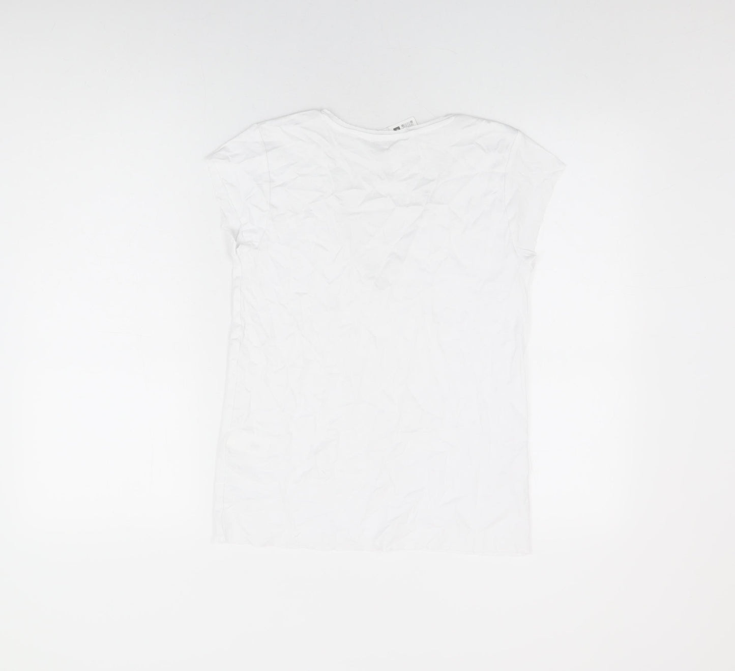 Zara Womens White Cotton Basic T-Shirt Size S V-Neck