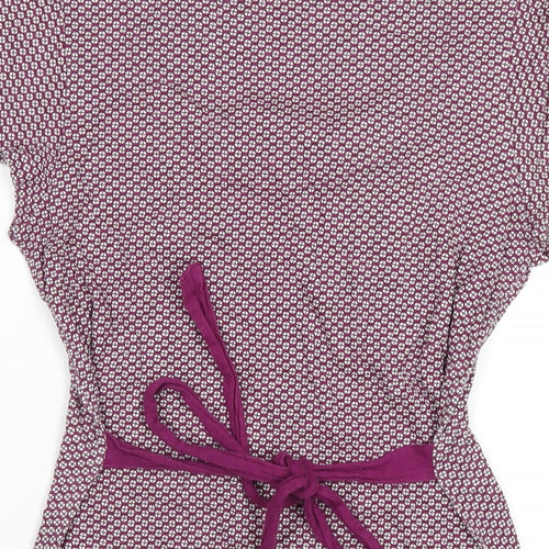 Rogers + Rogers Womens Purple Geometric Cotton Basic T-Shirt Size 10 V-Neck