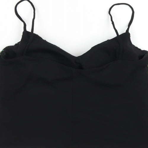 Ronald Joyce Womens Black Polyester Camisole T-Shirt Size 10 V-Neck - Beaded