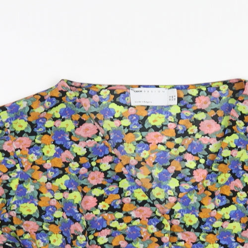 ASOS Womens Multicoloured Floral Polyester Basic Blouse Size 12 V-Neck