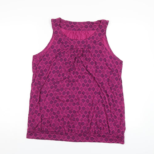 Debenhams Womens Pink Geometric Polyester Basic Tank Size 18 Roll Neck