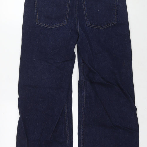 Marks and Spencer Womens Blue Cotton Wide-Leg Jeans Size 12 L26 in Regular Zip