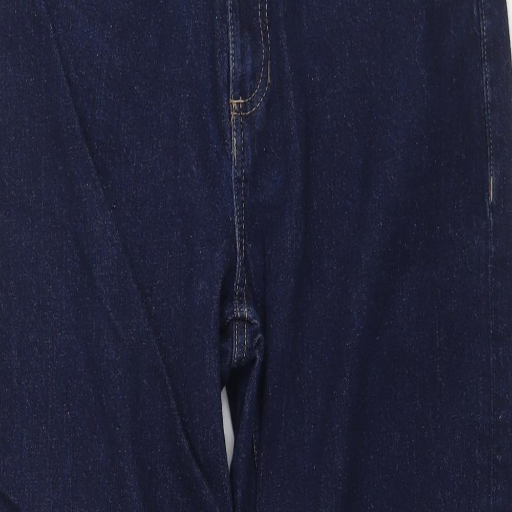 Marks and Spencer Womens Blue Cotton Wide-Leg Jeans Size 12 L26 in Regular Zip