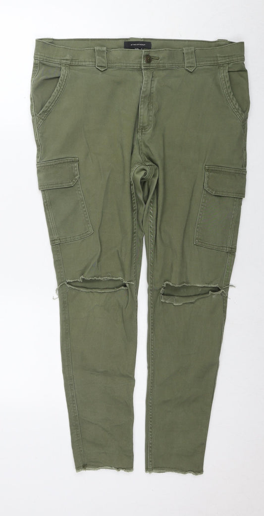 Atmosphere Womens Green Cotton Skinny Jeans Size 12 L27 in Regular Zip - Cargo Style