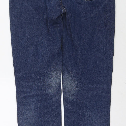 Marks and Spencer Womens Blue Cotton Straight Jeans Size 12 L28 in Regular Zip