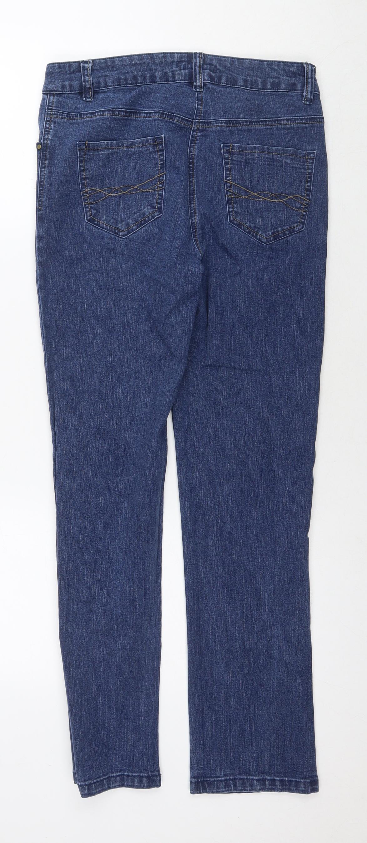 TU Womens Blue Cotton Straight Jeans Size 10 L28 in Regular Zip