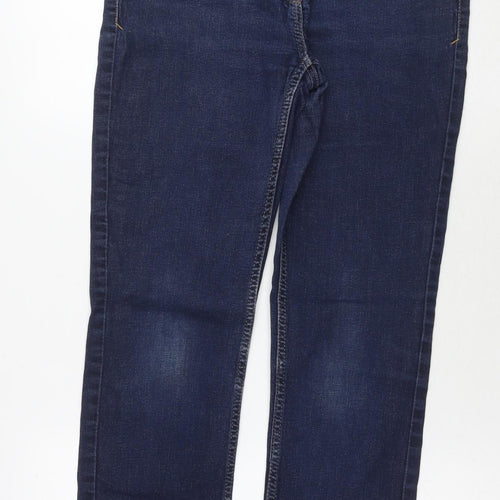 NEXT Womens Blue Cotton Straight Jeans Size 12 L28 in Regular Zip