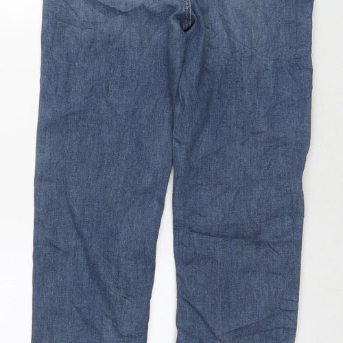 Marks and Spencer Womens Blue Cotton Straight Jeans Size 12 L32 in Regular Zip