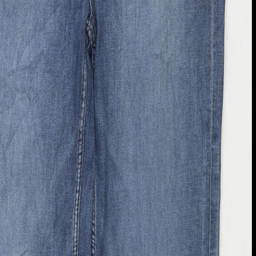 Marks and Spencer Womens Blue Cotton Straight Jeans Size 12 L32 in Regular Zip