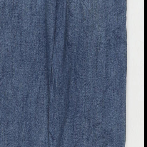 Marks and Spencer Womens Blue Cotton Straight Jeans Size 12 L32 in Regular Zip