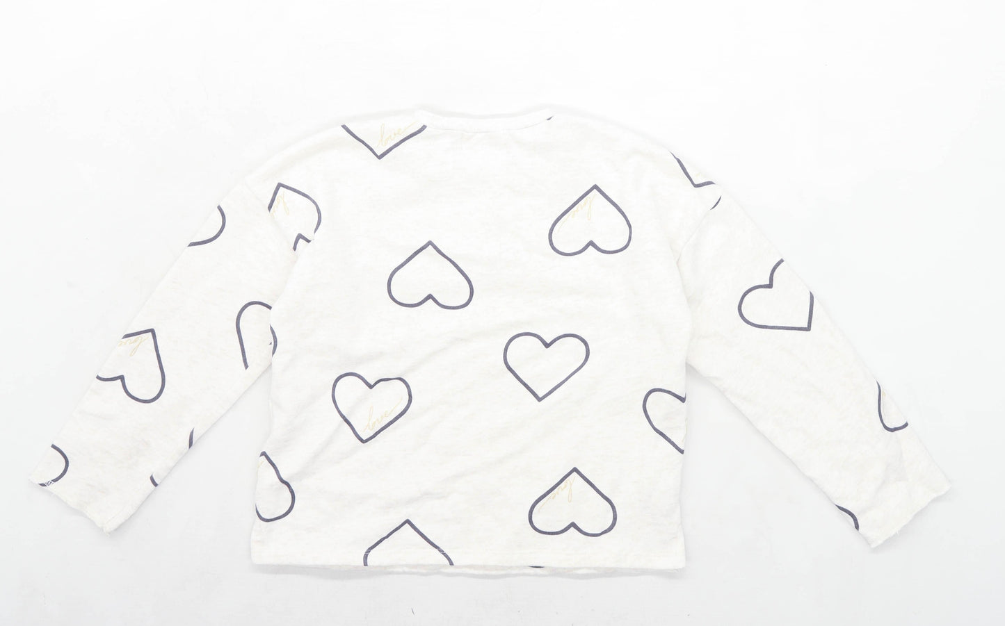 Zara Girls Love Heart Beige Sweatshirt Age 9 Years