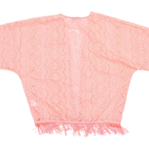 Young Dimension Girls Abstract Pink Sheer Cardigan Age 12-13 Years