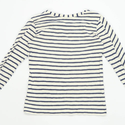 Topshop Womens Size 6 Striped Cotton Grey Top (Regular)
