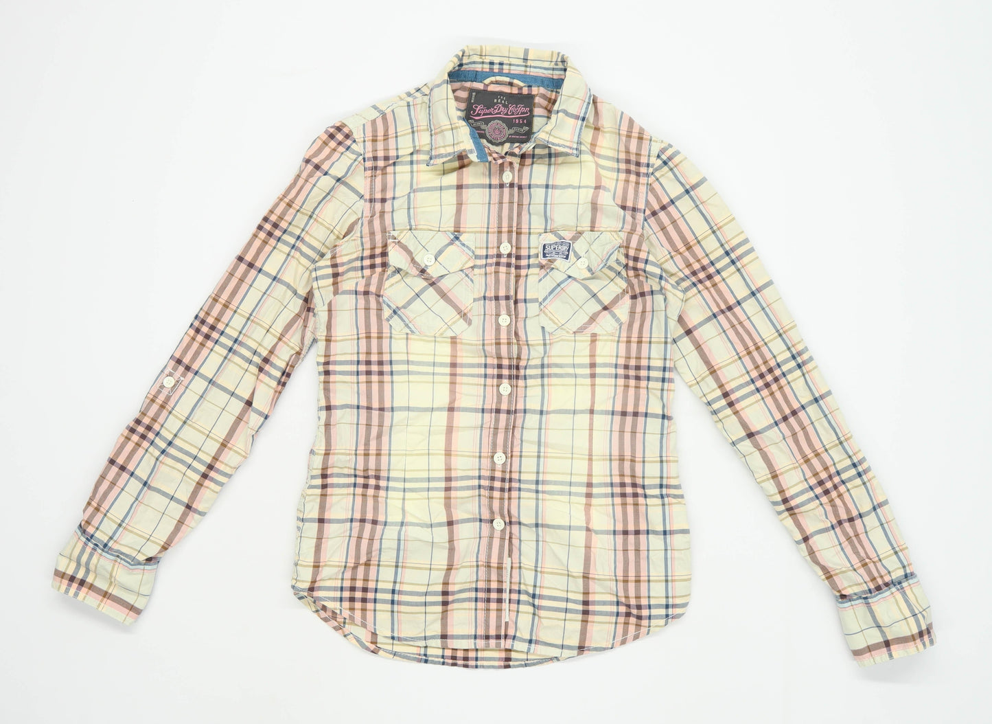 Superdry Womens Size S Check Cotton Multi-Coloured Shirt (Regular)