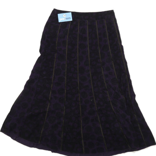 Marks & Spencer Womens Size 12 Striped Purple Skirt (Regular)