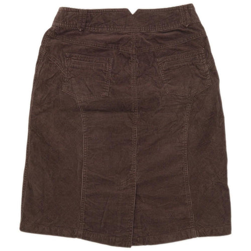 Next Womens Size 10 Corduroy Blend Brown Skirt (Regular)