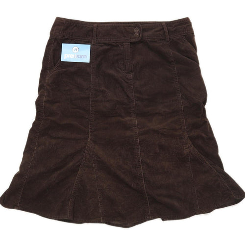 Camaieu Womens Size W34 Corduroy Blend Textured Brown Skirt (Regular)