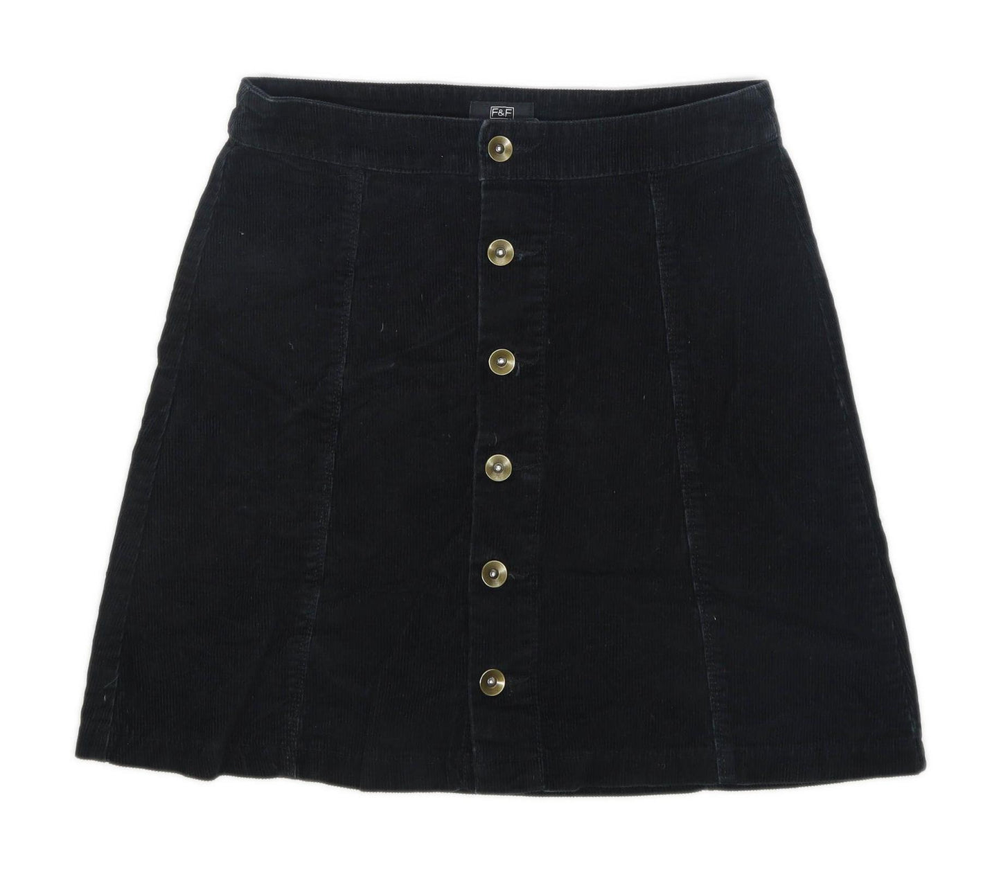 F&F Womens Size 6 Corduroy Blend Black Skirt (Regular)