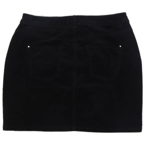Dorothy Perkins Womens Size 14 Corduroy Blend Black Skirt (Regular)