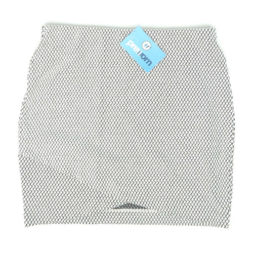 H&M Womens Size S Grey Geometric Cotton Blend Faux Wrap Skirt (Regular)